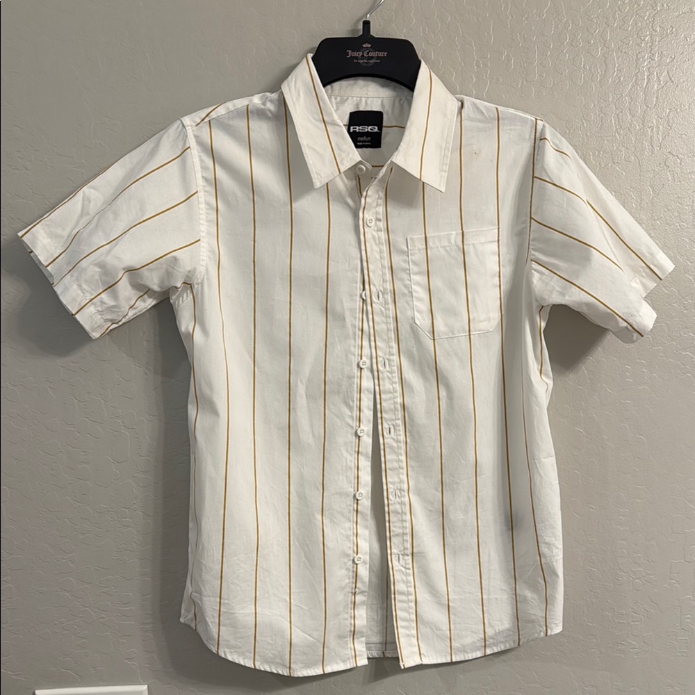 RSQ Boys White colored shirt with Mustard Stripes
